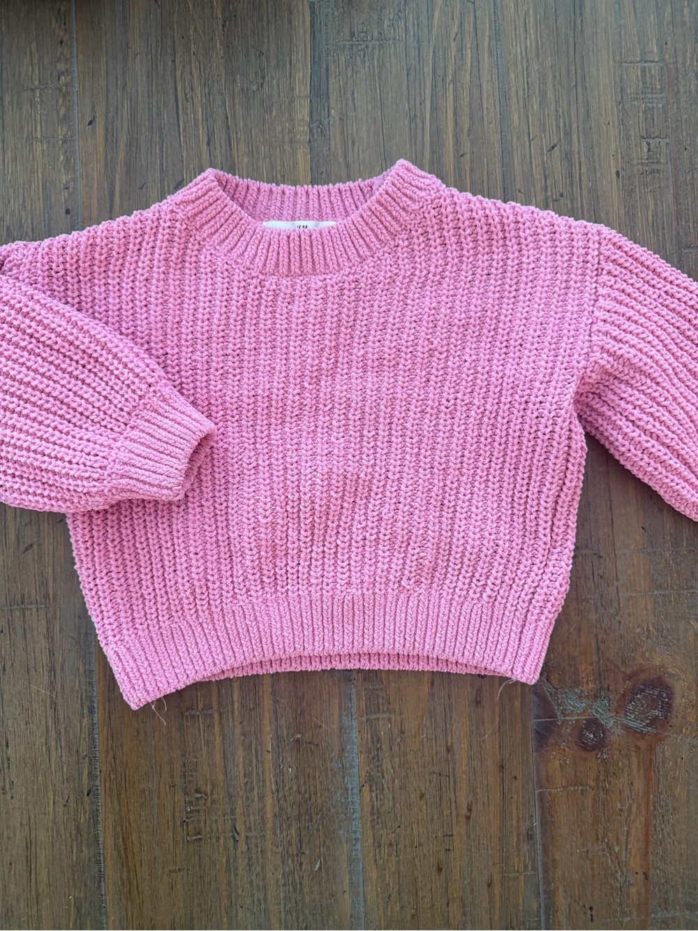 H&M Pink Chunky Knit Crewneck Sweater Top